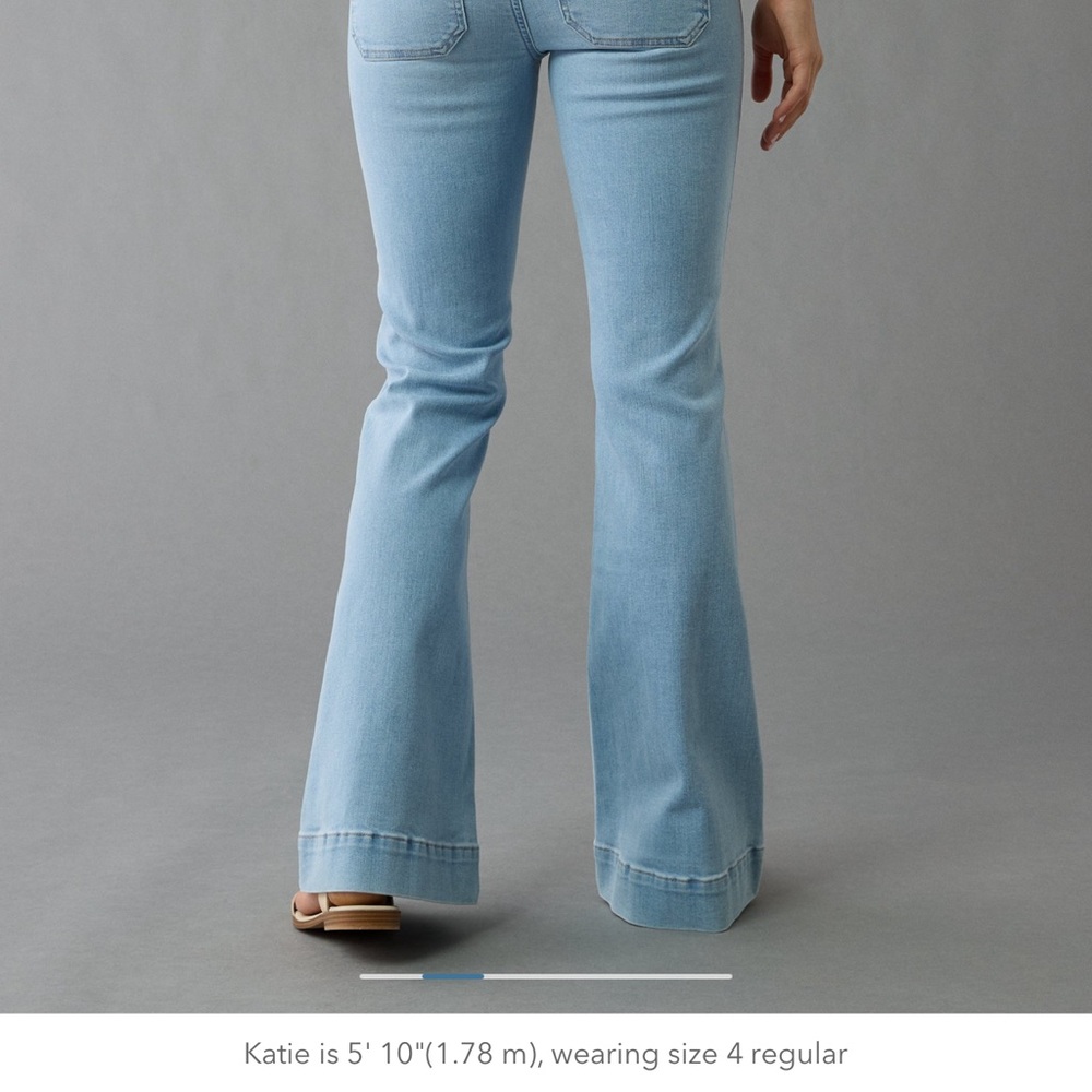 American Eagle Outfitters Blue Flare Jeans with Wide Leg long - Picture 3 of 6